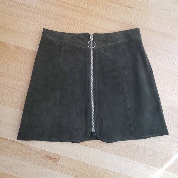 Zara Genuine Suade Zip Up Skirt size medium forrest green - Picture 8 of 8
